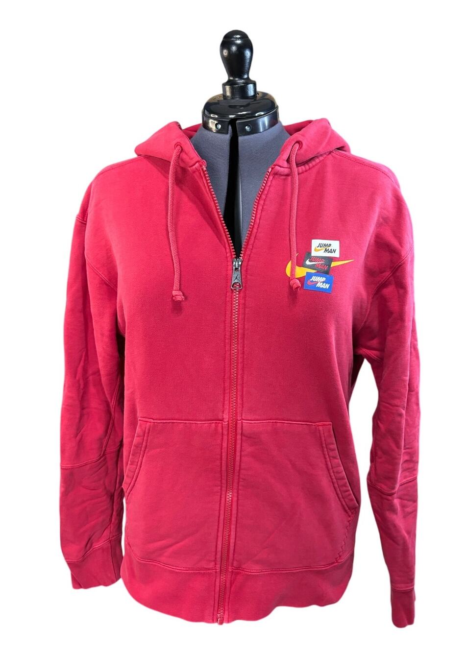 Jordan Full Zip Hoodie Unisex Medium Red Jumpman Nike Graphic Sweatshirt